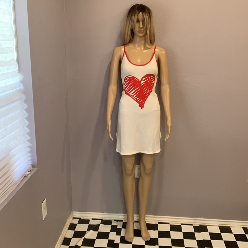 Mapale Thin Strap Heart Sleep Chemise Dress